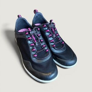 Lands End Womens Shoes Black Pink Mesh Bungee Sneakers 481532 Size 7.5 B